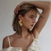 Gold Plated Statement Earrings - Chunky Floral Leaf & Angel Wing Design, Large Hypoallergenic Studs for Women - 3 of 4