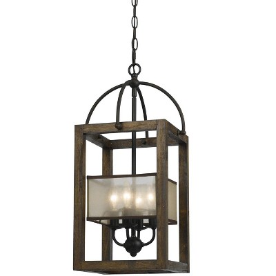 Cal Lighting 4 Lg Mission Wood/Metal Chandelier - Wood