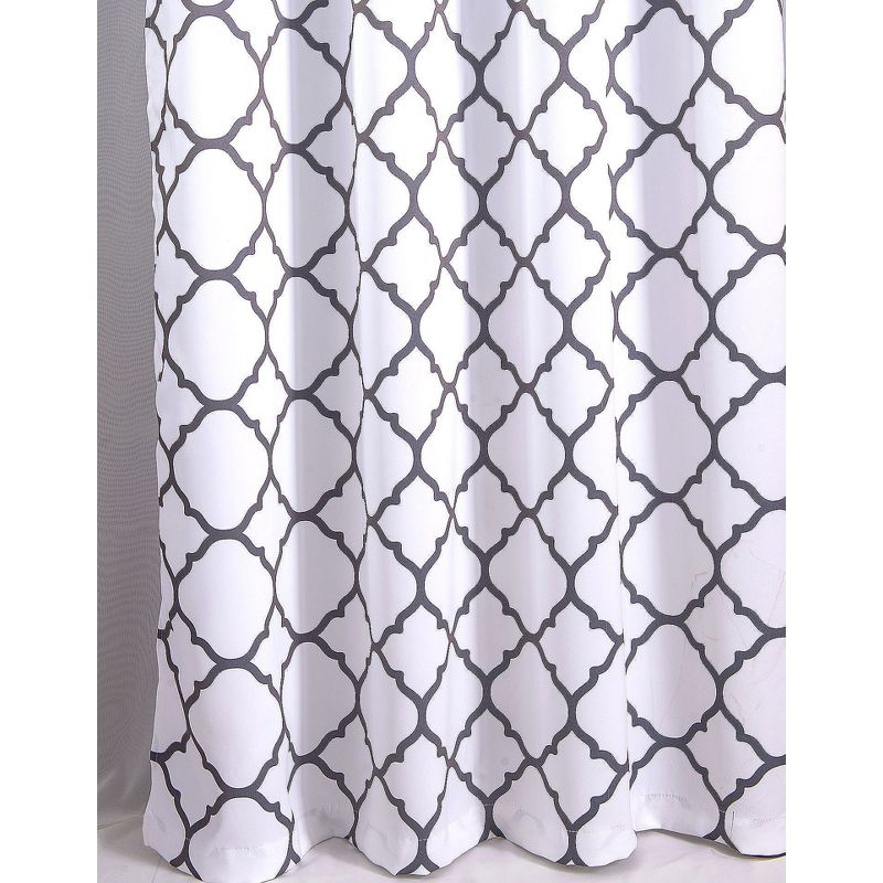 Kate Aurora Montauk Accents 2 Piece White & Gray Trellis Light Filtering Modern Geometric Grommet Top Window Curtains, 3 of 7