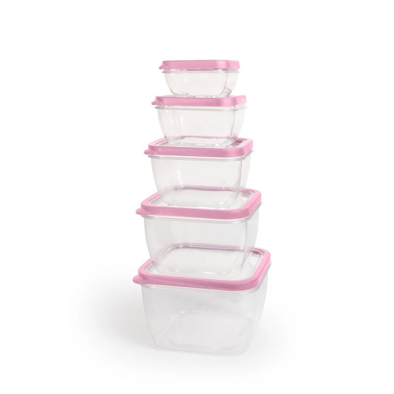 Lexi Home Square 10-Piece Airtight Plastic Food Storage Container Set, 1 of 2