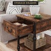 Homhougo End Table, Industrial Side Table with Storage, 2 Tiers Nightstand with Drawer, Featured Bedside for Bedroom, Living Room, Retro Brown - 4 of 4