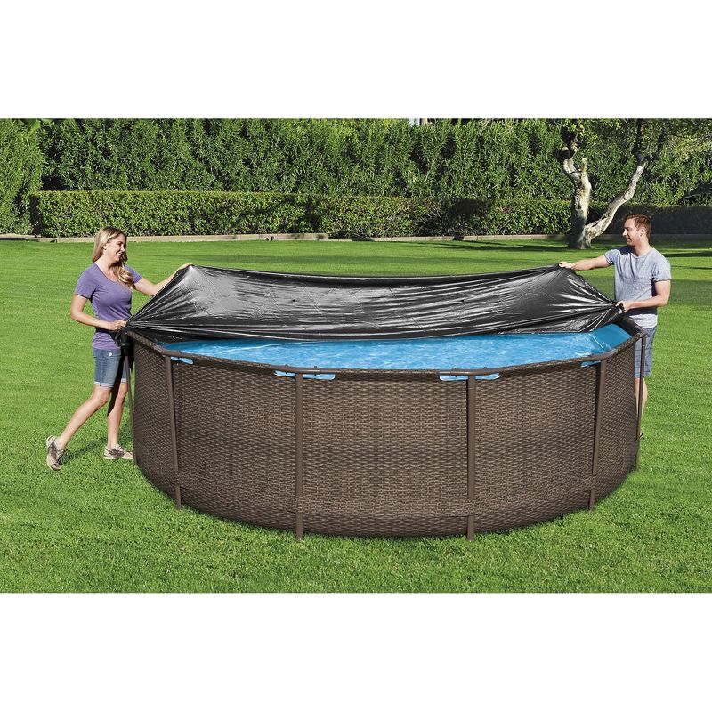 Bestway Round Pool Cover for Above Ground Pro Frame Pools with Drain Holes and Secure Tie-Down Ropes, 5 of 11
