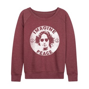 Women's - John Lennon - Lennon Imagine Peace Lightweight French Terry Wide Neck Long Sleeve Graphic Shirt - 1 of 4