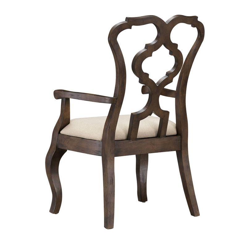 Set of 2 Chateau Upholstered Dining Arm Chairs Brown - Treasure Trove Accents, 4 of 7