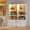 Fredees 71" High Gloss Glass Display Cabinet with Tri-Color LED Lights, Lockable Storage, Adjustable Shelves, 3-Tier Curio for Living Room - 3 of 4