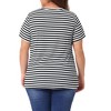 Agnes Orinda Women's Plus Size Ribbed Stripe Short Sleeve Round Neck Casual Tops - 4 of 4