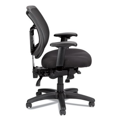Adjustable Black Leather and Mesh Executive Swivel Chair with Armrests