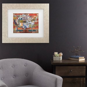 Trademark Fine Art Masters Fine Art USA License Plate on Colorful Wood Matted Framed Art - 1 of 4