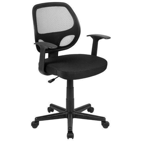 VECELO Fabric Swivel Ergonomic Office Task Chair with Adjustable Arms Mesh Lumbar Support for Computer Task Work, Black