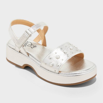 Kids' Liana Pearl Studded Platform Sandals - art class™ Silver