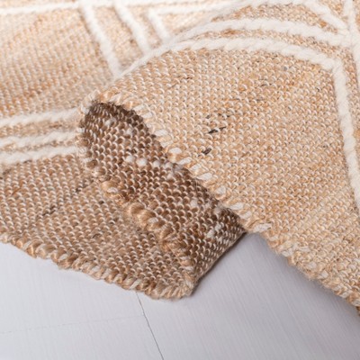Ivory and Natural Wool Flat Woven Rectangular Area Rug