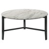 37" Round Faux Marble Coffee Table with Metal Legs, Perfect for Modern and Sophisticated Living Spaces - 3 of 4