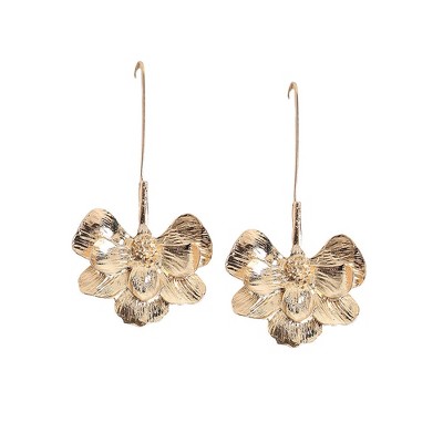 SOHI Women's California Gold Metallic Semi Flora Drop Earrings