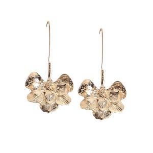 SOHI Women's California Gold Metallic Semi Flora Drop Earrings - 1 of 4