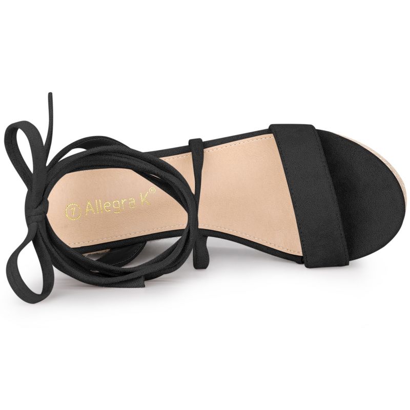Allegra K Women's Lace Up Wedge Heel Platform Slingback Espadrilles Sandals, 5 of 7