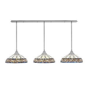 Toltec Lighting Any 3 - Light Chandelier in  Brushed Nickel with 16" Royal Merlot Art Glass Shade - 1 of 1