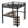 Full Size Loft Bed With Storage Shelves, Heavy Duty Metal Loft Bed With L Shaped Desk, Guardrail, Loft Bed Frame With Ladder For Kids Teens Bedroom - 4 of 4