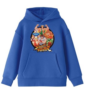 Street Fighter Classic Characters Graphic Youth Boys Royal Blue Hoodie - 1 of 2