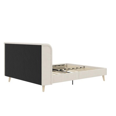 Holly Queen Ivory Velvet Wingback Upholstered Bed
