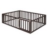 TIRAMISUBEST Twin/Full/Queen Size Wood Floor Platform Bedwith Fence and Door, Solid Wood Floor Bed Montessori Bed with Guardrails - 4 of 4
