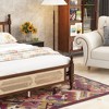 VASIP Queen Size Pine Wood Bed with Rattan Headboard & Footboard, Features Central Enhanced Support Platform for Bedroom,Espresso - 4 of 4