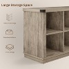 8 Cube Book Shelf, Rustic Farmhouse Wood Horizontal Bookshelf, Long Freestanding Bookcase Cabinet, 2-Tier Storage Organizer for Living Room, Entryway - 3 of 4