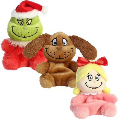 Aurora Dr. Seuss Palm Pals Bundle – Santa Grinch, Max & Cindy Lou Who, 5" Each Plush, Ages All