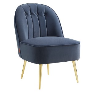VASAGLE Accent Chair, Velvet Vanity Chair with Metal Legs, Shell-Shaped Back, Wide Seat, Luxury Style, Comfy Chair - 1 of 4