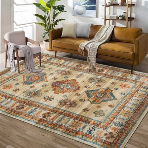 Large Machine Washable Rug with Non-Slip Backing Stain-Resistant Oriental Medallion Accent Rugs for Living Room Dining Room Bedroom Office Playroom - 1 of 4