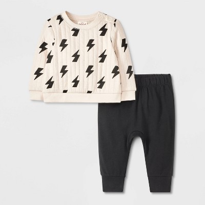 Baby Boys' Quilted Top & Bottom Set - Cat & Jack™ Off-White 6-9M