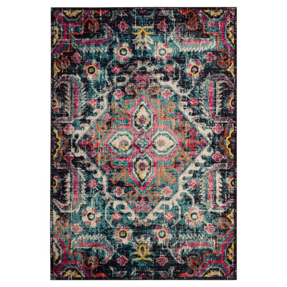 Blue/Fuchsia Medallion Loomed Accent Rug 3'X5' - Safavieh