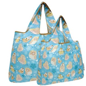 Wrapables Large & Small Foldable Nylon Reusable Shopping Bags (Set of 2), Nocturnal - 1 of 4