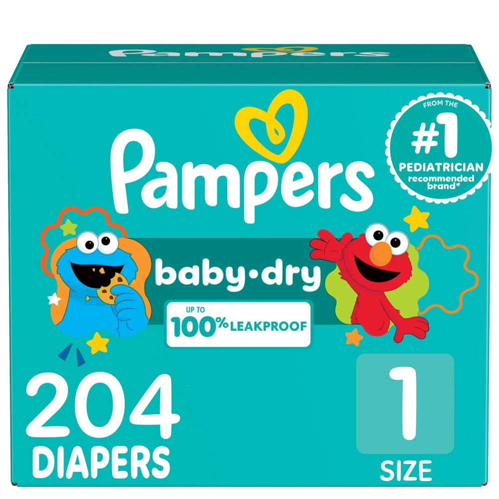 Photos - Nappies Pampers Baby Dry Diapers Pack- Size 1 - 204ct 