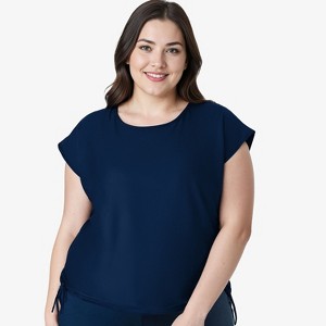 Calypsa Women's Plus Size Daphne Loose Fit UPF 50+ Swim Top - 1 of 2