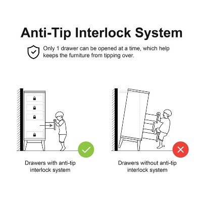 Walnut Brown Mid-Century Modern 5-Drawer Chest with Brass Handles