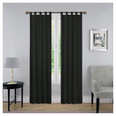 black window curtains