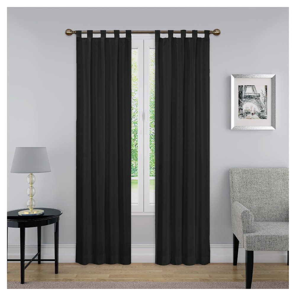 Photos - Curtains & Drapes Set of 2  Montana Light Filtering Curtain Panels Black - Pairs To(63"x30")