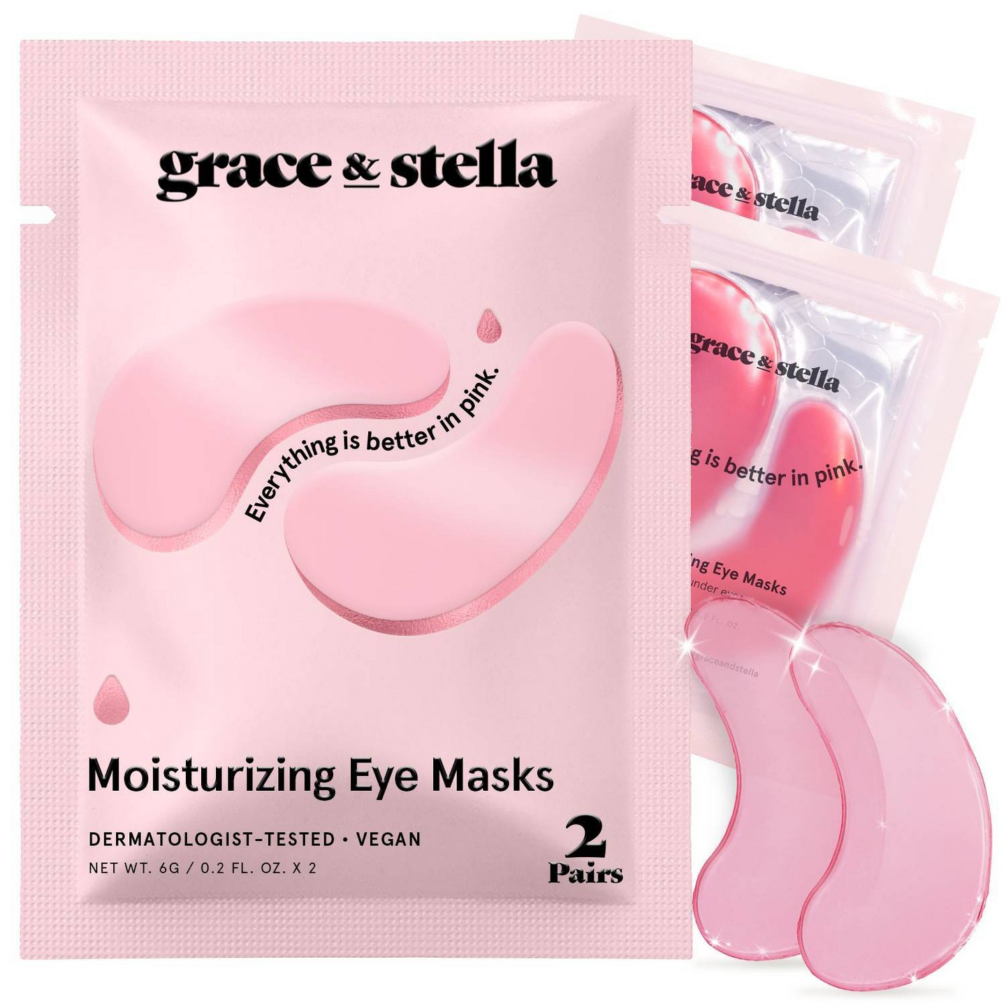 Патчи под глаза Grace & Stella, Pink, 2 шт., цвет: Розовый — фото 1
