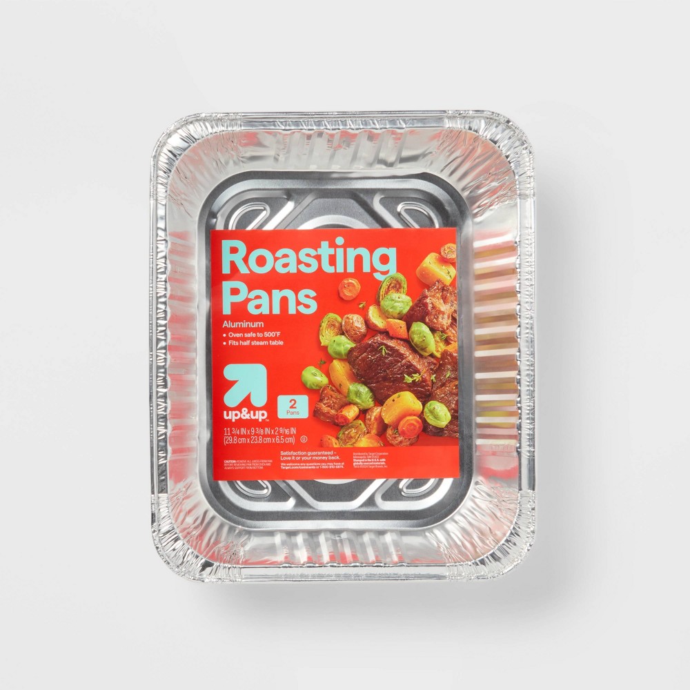 Photos - Pan Aluminum Roasting  - 2ct - up&up™: Disposable Bakeware, Rectangle Shape, 120 Volume, Solid Pattern