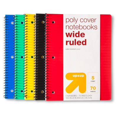 Photo 1 of 5pk 1 Subject Wide Ruled Spiral Notebooks - up  up