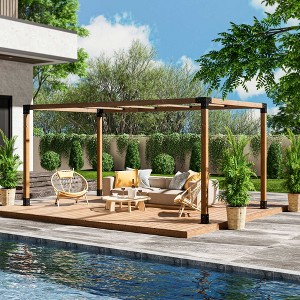 HAPPATIO 10' X 13' Outdoor Pergola Pretreated Wood Pergola for Deck, Backyard, Patio, Wooden Frame with Pergola Brackets and Expansion Screws - 1 of 4