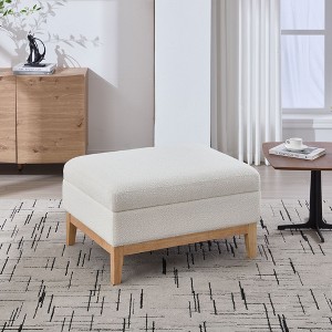 NicBex 33.86"W Upholstered Storage Ottoman with Reversible Lid, Versatile Entryway Bench with Wood Base for Living Room, Entryway - 1 of 4