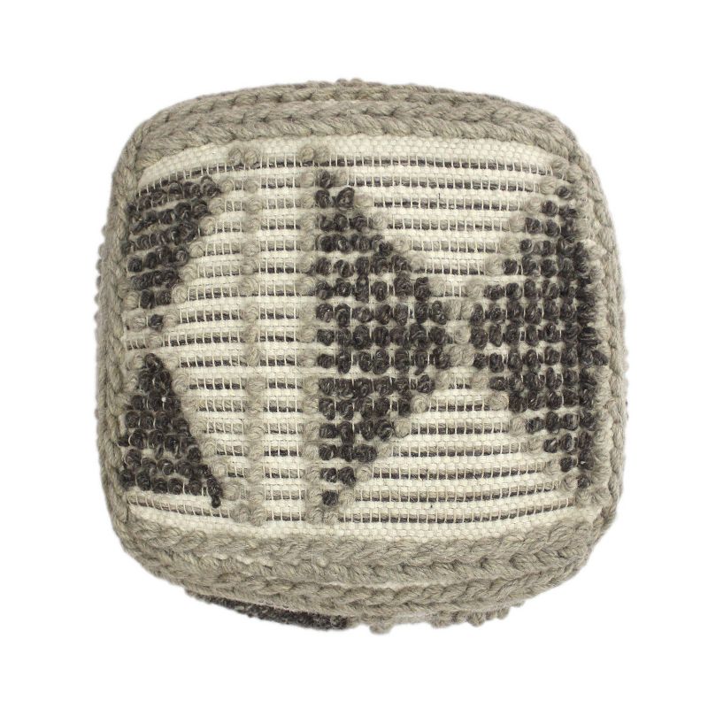 Tamsin Boho Handcrafted Cube Pouf Gray/Ivory - Christopher Knight Home, 3 of 10
