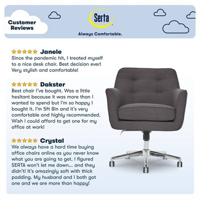 Graphite Gray Leather Swivel Executive Office Chair with Fixed Arms