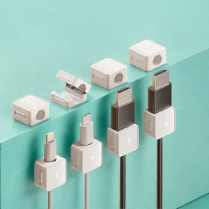SEVOBAL Cable Management 8-Pack Universal Cable Organizer Clips, 360 Degree Rotating Cord Organizers for Desk, Wall, Car, White, 0.78"*0.78"*0.44" - 1 of 4