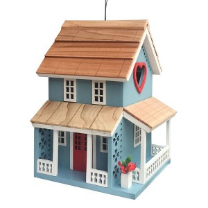 Home Bazaar 8" Lovers Lane Cottage Wood Bird House Blue - 1 of 2