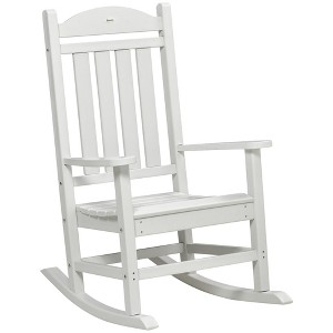 Outsunny Outdoor Rocking Chair, Traditional Slatted Porch Rocker with Armrests, Fade-Resistant Waterproof HDPE for Indoor & Outdoor - 1 of 4