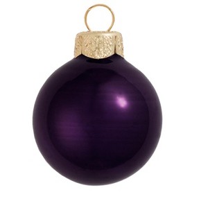 Northlight Mini Pearl Finish Glass Christmas Ball Ornaments - 1.5" (40mm) - Purple - 40ct - 1 of 4
