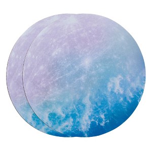 Insten 2 Pack Galaxy Mouse Pad Round Mercury, Non Slip Rubber Base, Smooth Surface Mat, For Home Office Gaming, Iris Blue Mercury - 1 of 4