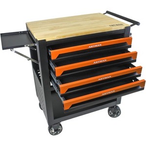Acekool Rolling Tool Chest with 4 Drawers, Mobile Mechanic Storage Cart with Heavy-Duty Wheels and Side Holding Panel, Orange - 1 of 4